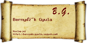Bernyák Gyula névjegykártya