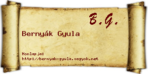 Bernyák Gyula névjegykártya